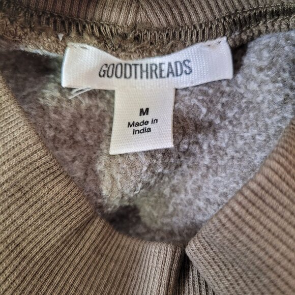 Goodthreads Women Heritage Fleece Long Sleeve Ruffle Shoulder Sweatshirt Olive M - Picture 6 of 11